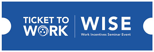 Graphic of the blue Ticket to Work WISE