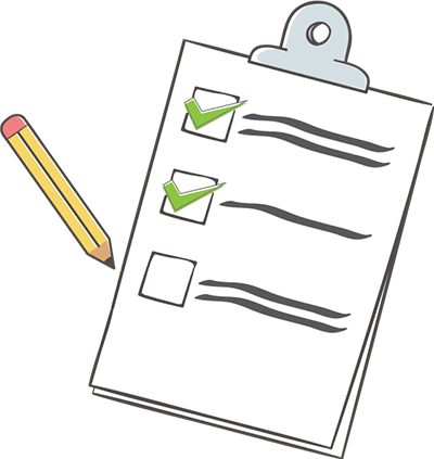 Image of a list with checkmarks and a pencil