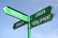 Street sign showing success, career, growth and development
