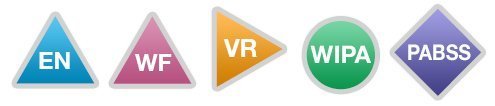 Icon symbols that represent the different types of service providers: EN, WF, VR, WIPA, PABSS
