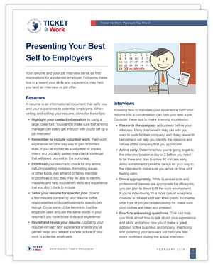 Thumbnail image of the tip sheet on Presenting Your Best Self to Employers