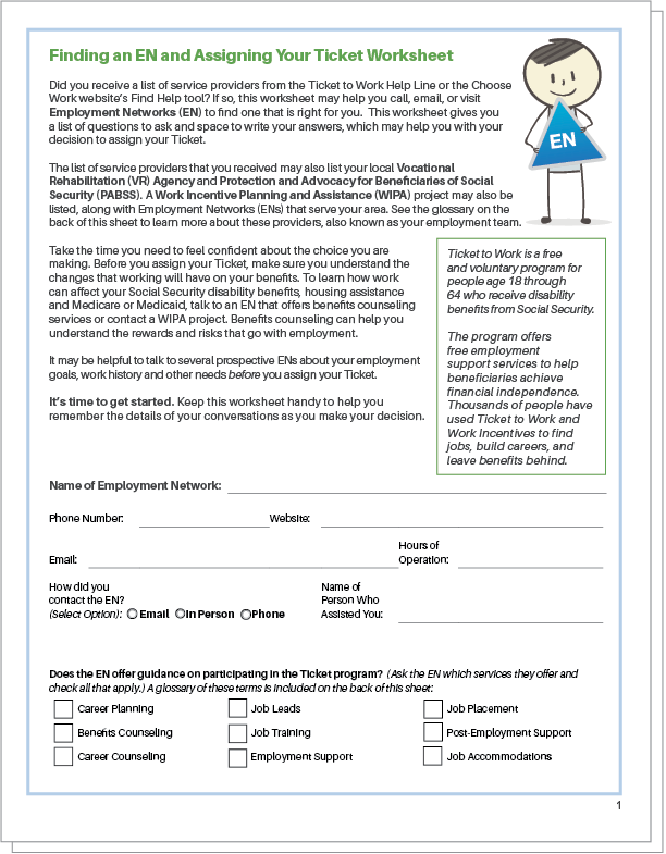Beneficiary Worksheet cover page