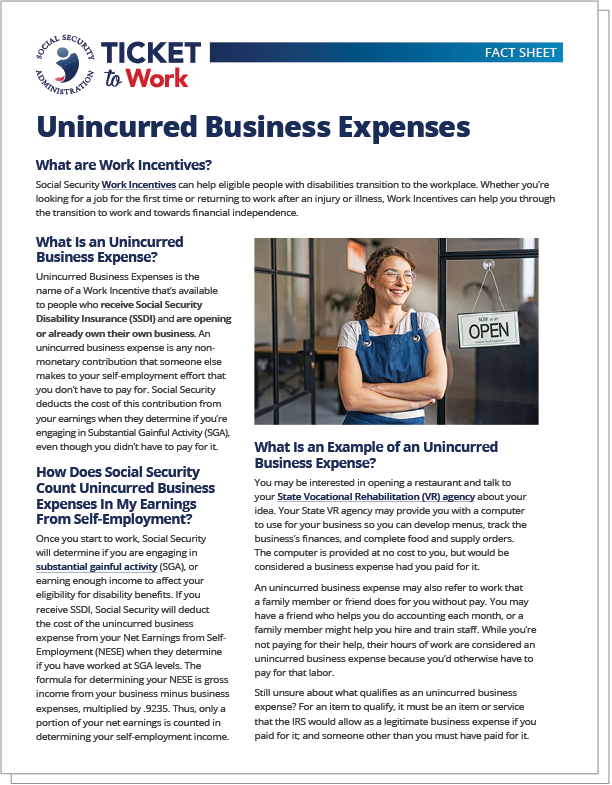 Thumbnail of the Unincurred Business Expenses fact sheet