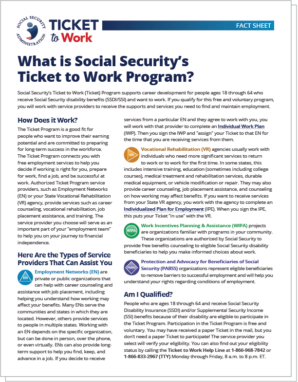 What is Ticket to Work Fact Sheet Thumbnail