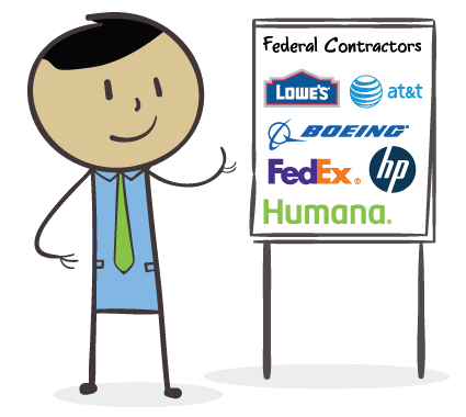 cartoon character presenting list of businesses
